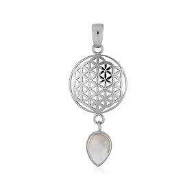Pendente Fiore della vita, Labradorite (bianca), 5,2 cm, platinato | Marco Schreier