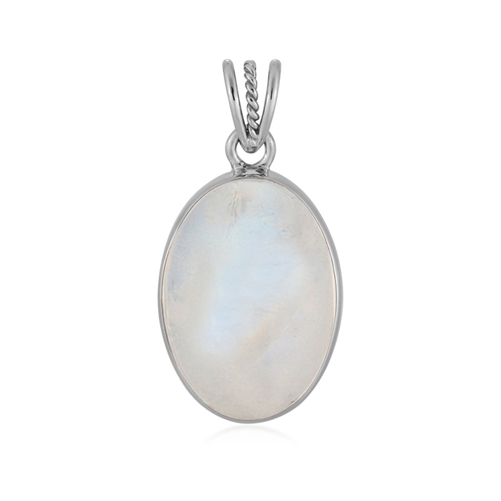 Pendente in Labradorite (bianca), ovale (24 x 17 mm), 3,5 cm, placcato in platino | Marco Schreier