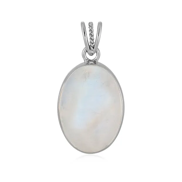 Pendentif Labradorite (blanche), Ovale (24 x 17mm), 3,5cm, platiné | Marco Schreier