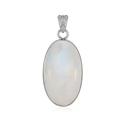 242023230286 Labrodorite (white) pendant, oval (35 x 20mm), 4.6cm, platinum plated | Marco Schreier