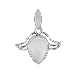 242023230287 Colgante Labradorita (blanca), gota (14 x 10mm), 3,0cm, platinado | Marco Schreier