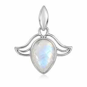 Pendant Labrodorite (white), drop (14 x 10mm), 3.0cm, platinum plated | Marco Schreier