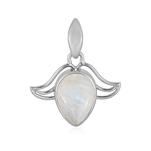 Pendant Labrodorite (white), drop (14 x 10mm), 3.0cm, platinum plated | Marco Schreier