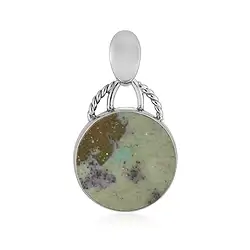 242023230289 Pendentif Bois silicofié (vert), rond (15mm), 2,7cm, platiné | Marco Schreier