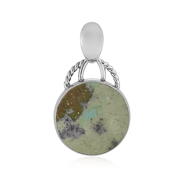 Pendentif Bois silicofié (vert), rond (15mm), 2,7cm, platiné | Marco Schreier