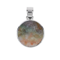 242023230291 Colgante calcedonia (multicolor), redondo (15mm), 2,8cm, platinado  | Marco Schreier