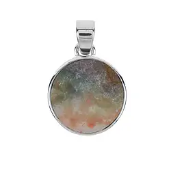 242023230291 Anhänger Chalcedon (multicolour), rund (15mm), 2,8cm, platiniert  | Marco Schreier