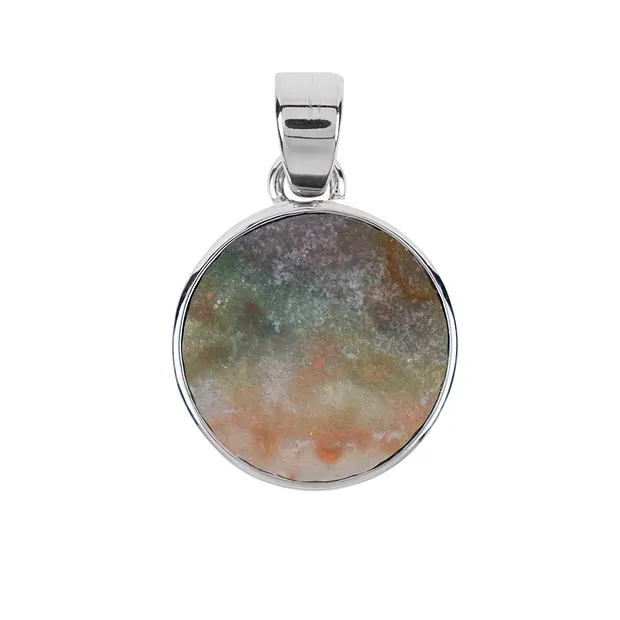 Anhänger Chalcedon (multicolour), rund (15mm), 2,8cm, platiniert | Marco Schreier