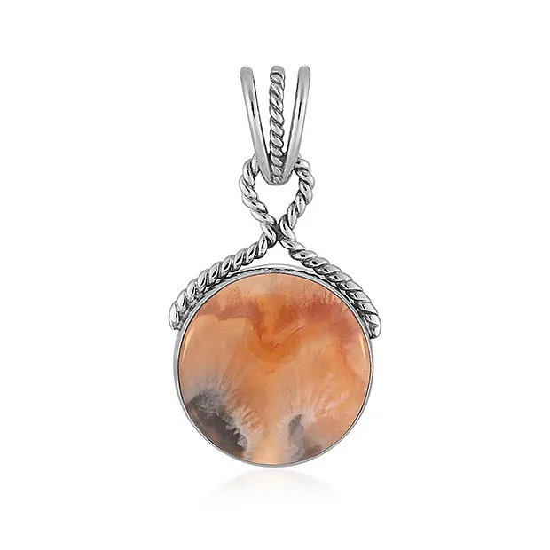 Feather carnelian pendant, round (15 mm), 3.2 cm, platinum plated | Marco Schreier