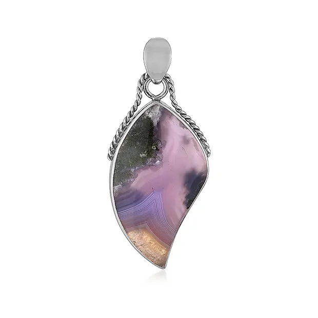 Anhänger Chalcedon (lila), Fancy Freeform (35 x 20mm), 4,8cm, platiniert | Marco Schreier