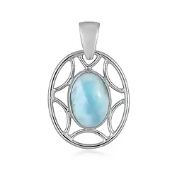242023230299 Larimar pendant, oval (14 x 10mm), 3.2cm, platinum plated | Marco Schreier
