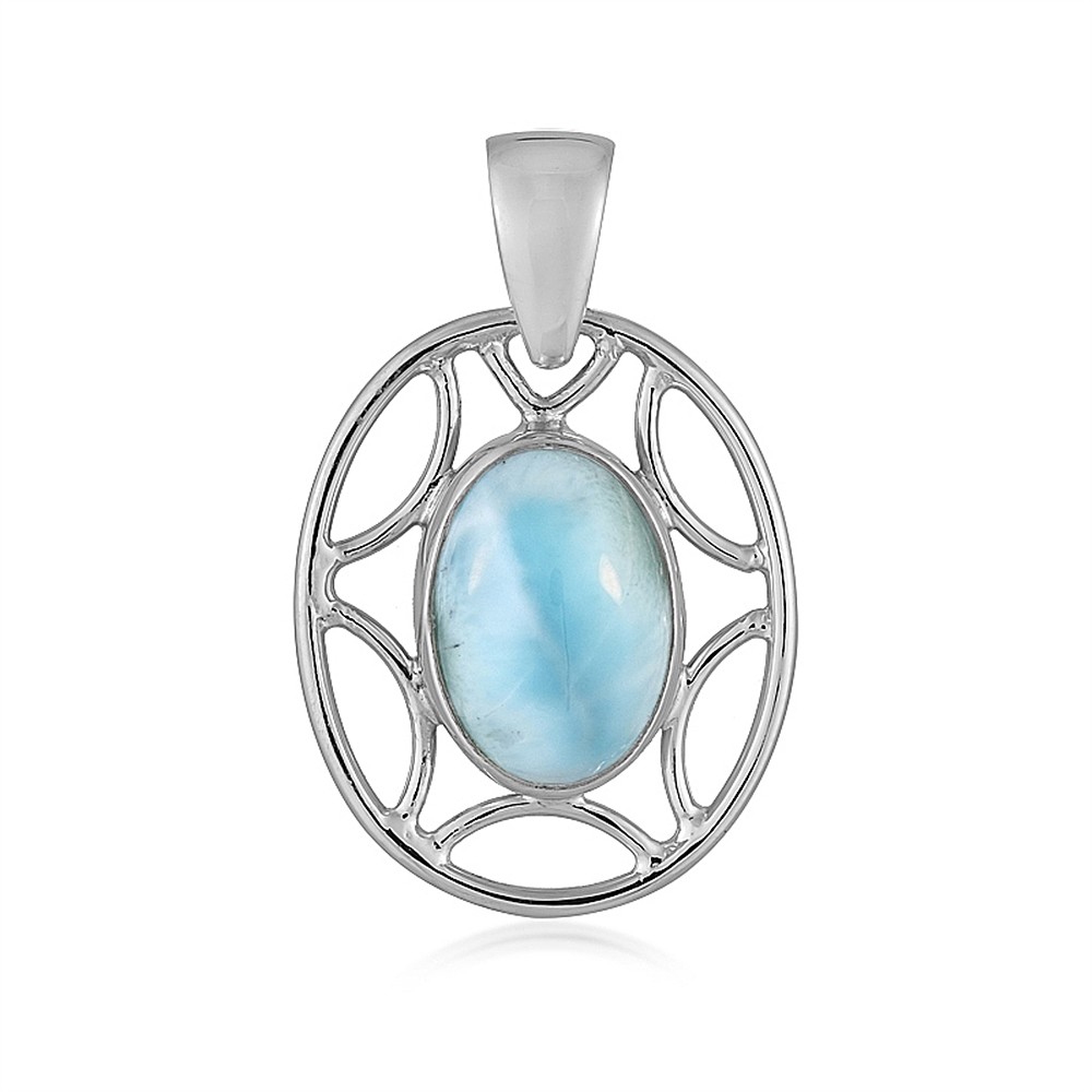 Anhänger Larimar, Oval (14 x 10mm), 3,2cm, platiniert | Marco Schreier