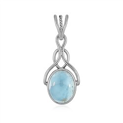 242023230300 Anhänger Larimar, Oval (12 x 10mm), 3,2cm, platiniert | Marco Schreier
