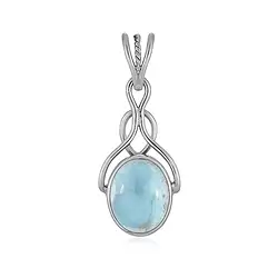 242023230300 Pendente in Larimar, ovale (12 x 10 mm), 3,2 cm, placcato in platino | Marco Schreier