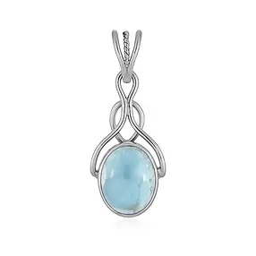 Larimar pendant, oval (12 x 10mm), 3.2cm, platinum plated | Marco Schreier
