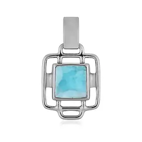 Larimar pendant, square (9 x 9mm), 2.7cm, platinum plated | Marco Schreier