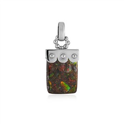 242023230304 Ammolite pendant, rectangle (18 x 13mm), 3.0cm, platinum plated | Marco Schreier