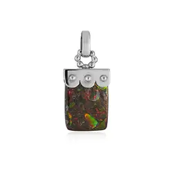 242023230304 Ammolite pendant, rectangle (18 x 13mm), 3.0cm, platinum plated | Marco Schreier