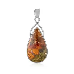 242023240006 Moss Agate pendant (yellow), drop (40 x 20mm), 5.5cm, platinum plated | Marco Schreier