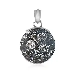 242023240016 Anhänger versteinerte Koralle, rund (30mm), 4,5cm, platiniert | Marco Schreier
