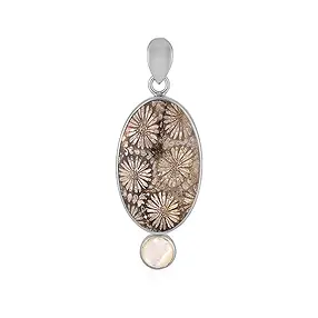 Anhänger versteinerte Koralle, Oval (30 x 19mm), Perlmutt, 3,3cm | Marco Schreier