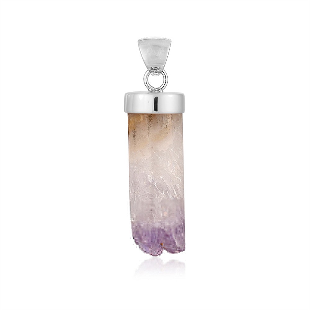 Pendant amethyst with mother stone cylinder (21 x 9mm), 3.8cm, platinum plated | Marco Schreier