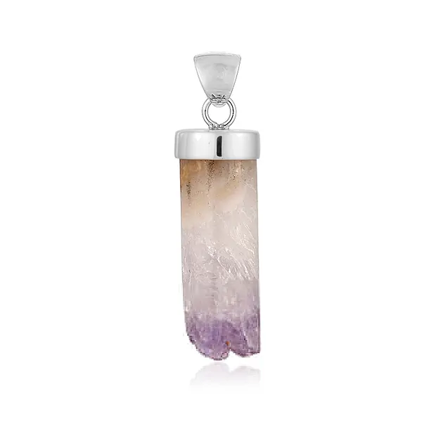 Amethyst pendant, cylinder (21 x 9mm), 3.8cm, platinum plated | Marco Schreier