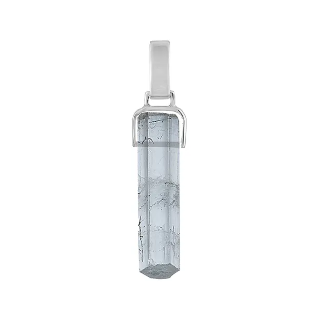 Pendentif Aigue-marine, cristal brut poli. 2,8cm, platiné | Marco Schreier