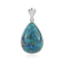 242023240044 Shattuckite pendant, drop (32 x 20mm), 4.2cm, platinum plated | Marco Schreier