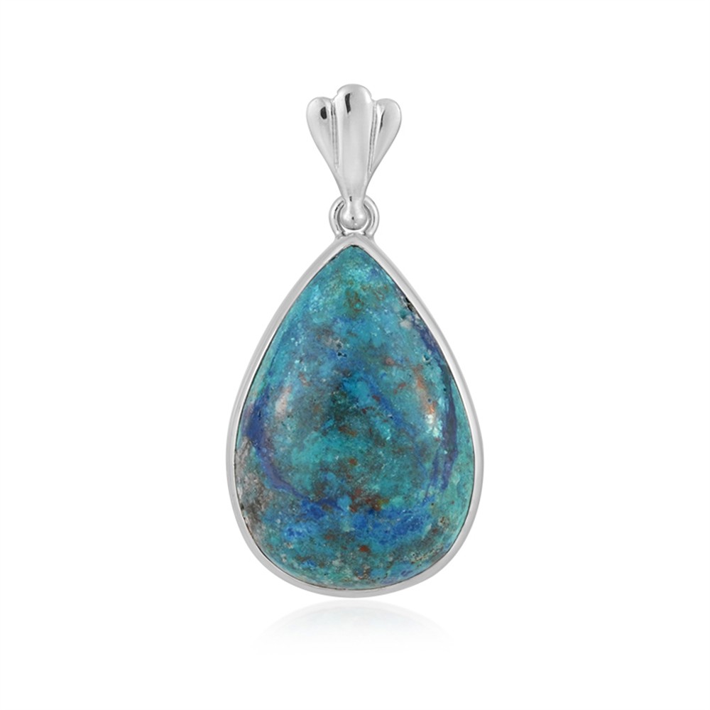 Ciondolo shattuckite, goccia (32 x 20 mm), 4,2 cm, placcato in platino | Marco Schreier