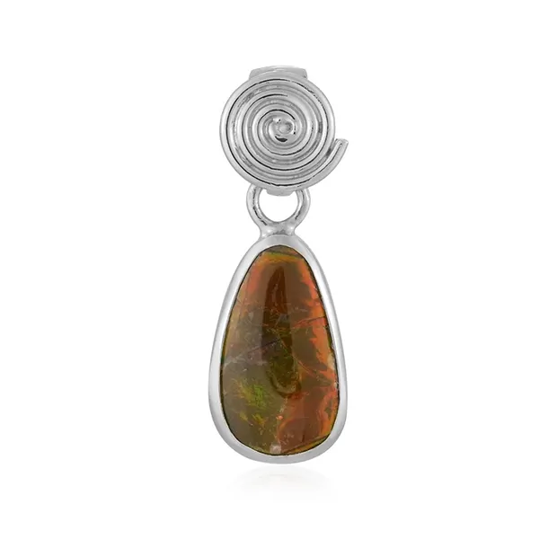 Pendentif Ammolite, goutte (18 x 11mm), 3,4cm, platiné | Marco Schreier