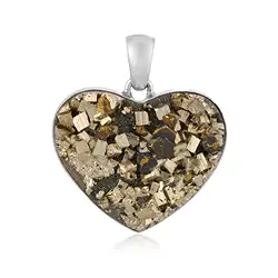 242023240049 Pendentif Pyrite, coeur (23 x 27mm), 3,8cm, platiné | Marco Schreier