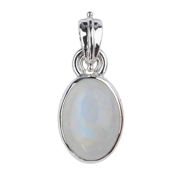 Pendente in Labradorite (bianca), ovale (16 x 12 mm), 3,4 cm, placcato in platino | Marco Schreier