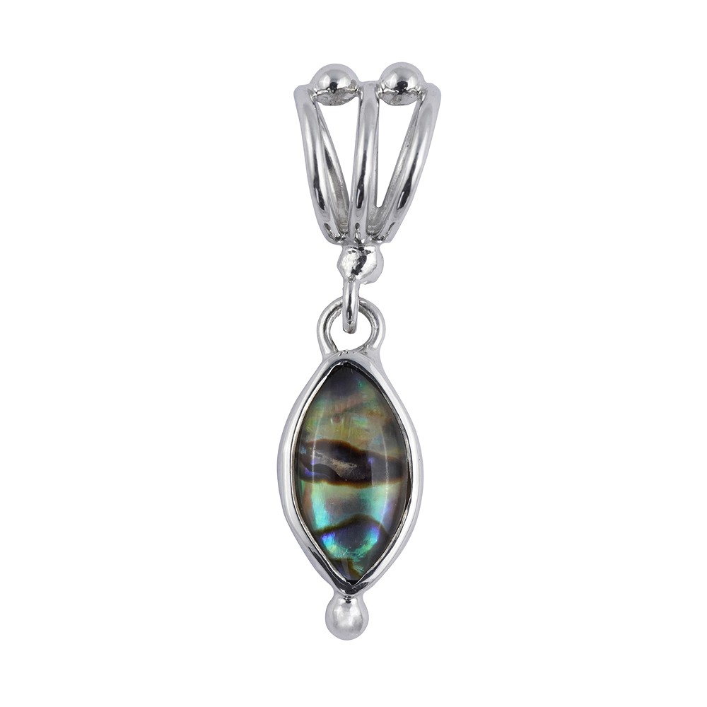 Anhänger Paua Muschel, Marquise (12 x 6mm), 3,2cm, platiniert | Marco Schreier