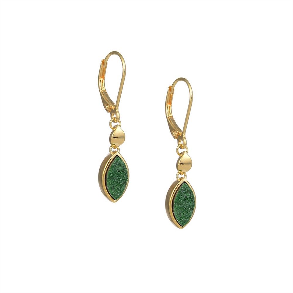 Pendentif Uvarovite, marquise (12 x 6mm), 2,1cm, doré à l'or fin | Marco Schreier