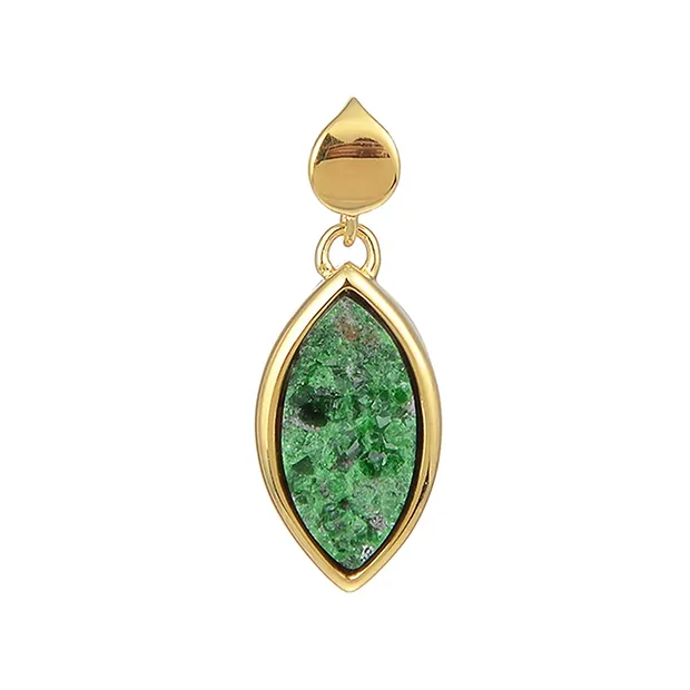 Pendentif Uvarovite, marquise (12 x 6mm), 2,1cm, doré à l'or fin | Marco Schreier