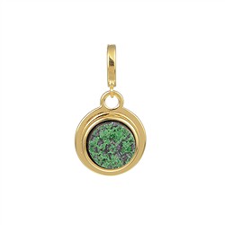242109210010 Pendentif Uvarovite, rond (10mm), 2,7cm, dor&#xE9;, Varioclip | Marco Schreier