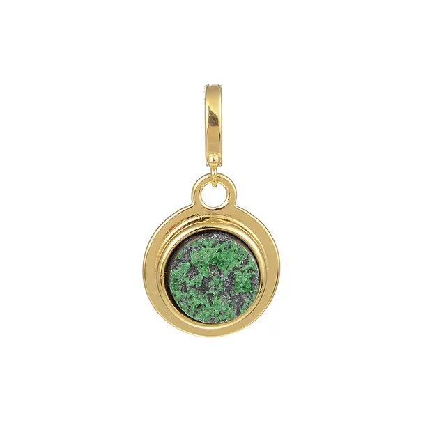 Pendentif Uvarovite, rond (10mm), 2,7cm, doré, Varioclip | Marco Schreier
