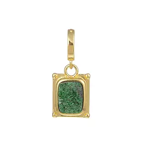 Uvarovite pendant, rectangle (9 x 7mm), 2.5cm, gold-plated, Vario clip | Marco Schreier