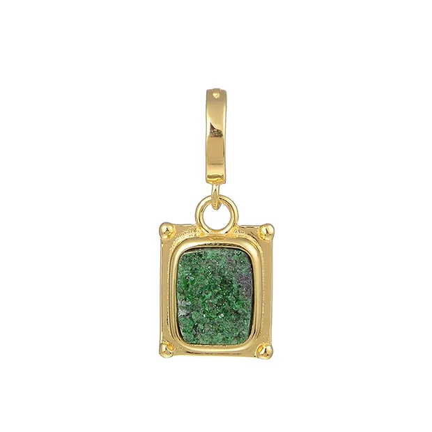 Pendentif Uvarovite, rectangle (9 x 7mm), 2,5cm, doré, vario-clip | Marco Schreier