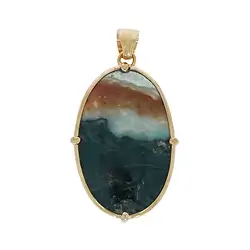 242109210031 Petrified Palm Wood pendant oval (40 x 25mm), 5.2cm, gold-plated | Marco Schreier