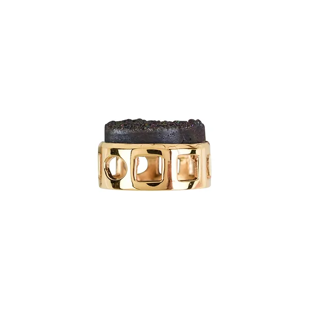 Anhänger Achat Druzy schwarz (gef.), 1,6cm, vergoldet | Marco Schreier
