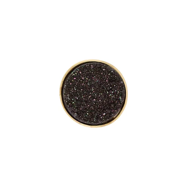 Agate druzy pendant, black (dyed), 1.6 cm, gold-plated | Marco Schreier