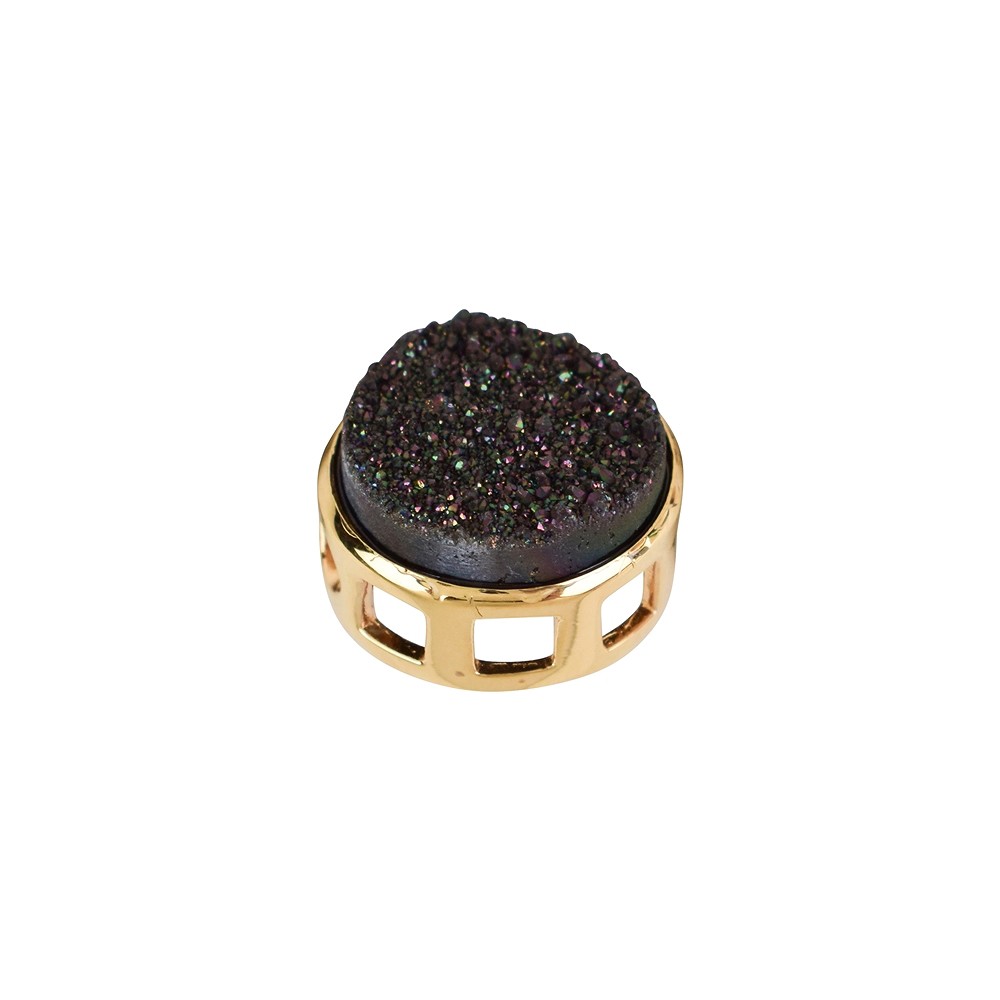 Anhänger Achat Druzy schwarz (gef.), 1,6cm, vergoldet | Marco Schreier