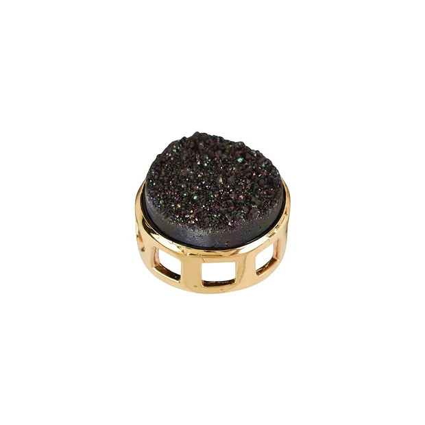 Pendente in agata druzy, nero (incastonato), 1,6 cm, placcato oro | Marco Schreier