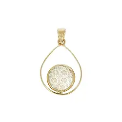 242109210034 Pendentif Corail fossilisé, goutte (15mm), 4,4cm, doré à l'or fin | Marco Schreier