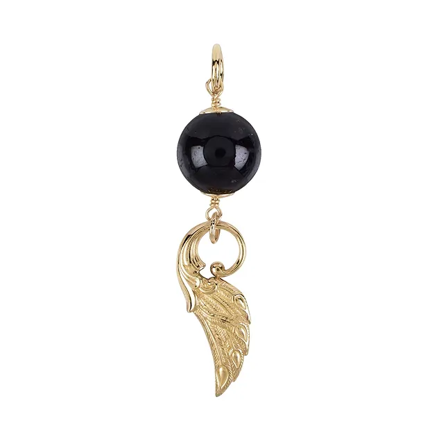 Pendentif Schorl (20mm) avec aile, 9,0cm, doré | Marco Schreier