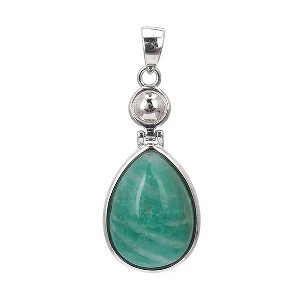 Pendant Amazonite (dark) drop, 3.7 cm, rhodiniert | Marco Schreier