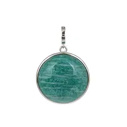 242118200065 Pendentif Amazonite (foncé) cercle, 4,1cm, rhodié, vario-clip | Marco Schreier