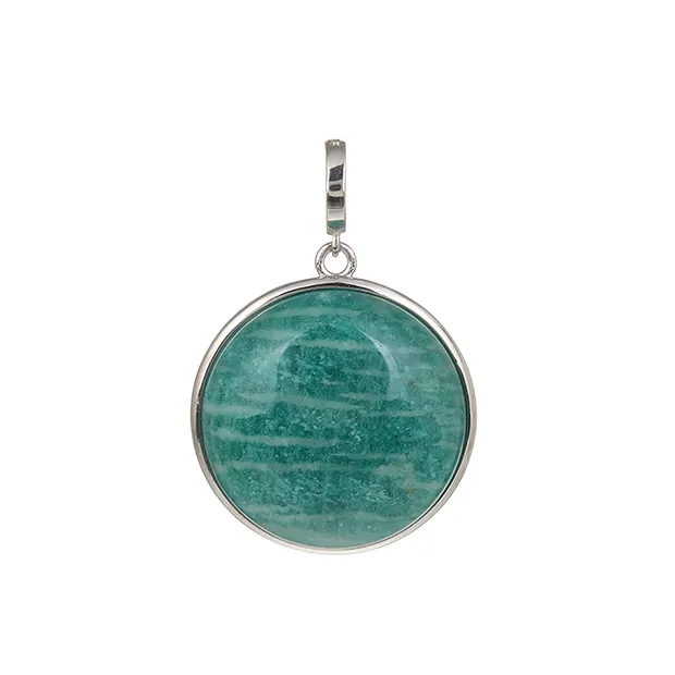 Pendant Amazonite (dark) circle, 4.1 cm, rhodiniert, Vario clip | Marco Schreier